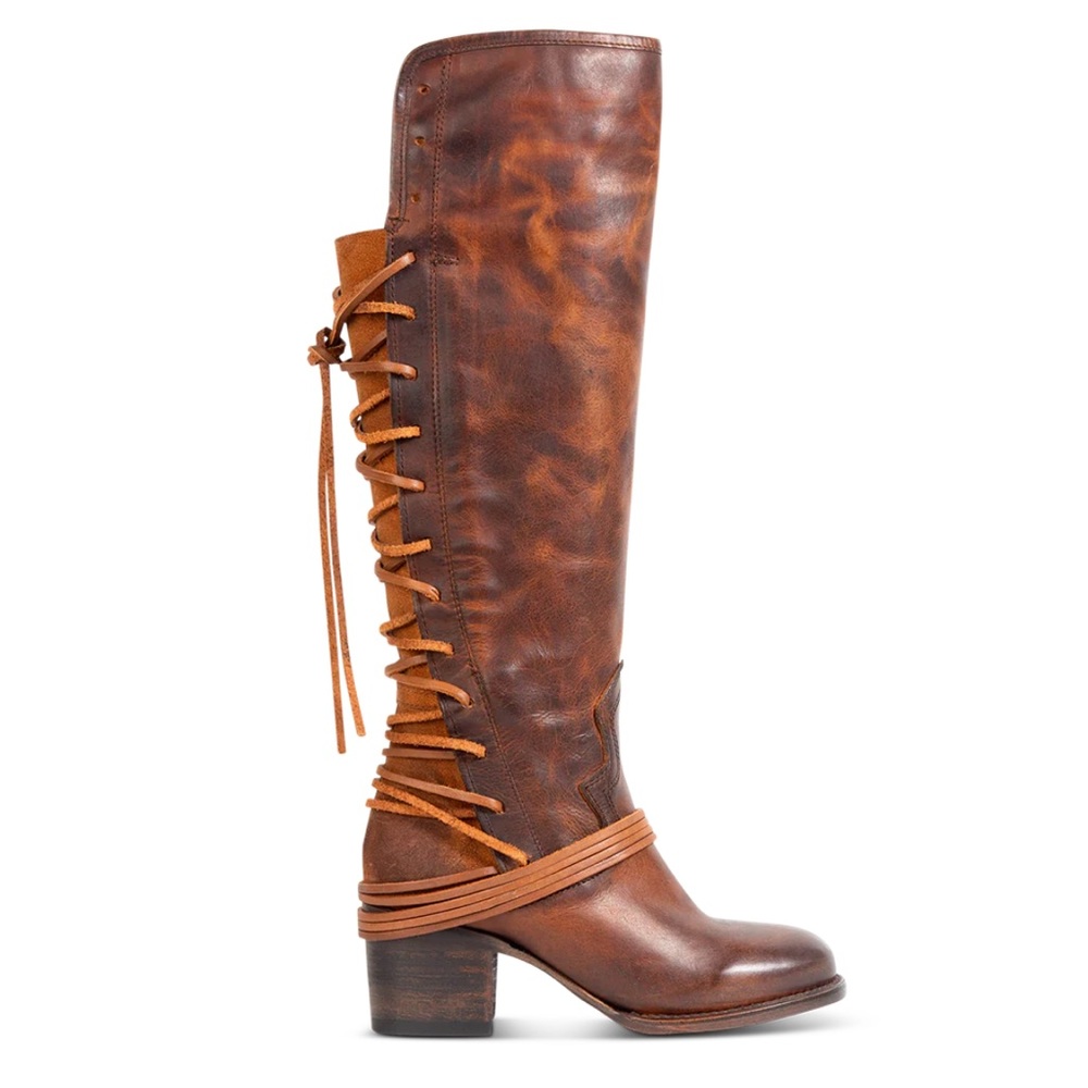 Freebird Coal Cognac Lace Up Leather Boots size 8